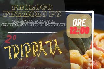immagine di un salume, di un piatto di trippa e di un piatto di Pasta. Organizzatore: Pro Loco di Pinarolo Po, Titolo: Trippata, Data e Ora: Domenica 23 marzo ore 12