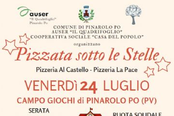 Pizzata sotto le stelle, serata benefica per il progetto scuole, venerdì 24 luglio campo giochi comunale