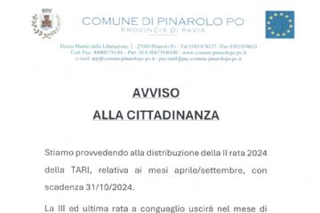 TARI - Distribuzione alla cittadinanza della seconda rata