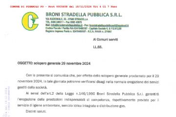 sciopero generale 29 novembre Broni Stradella Pubblica Srl
