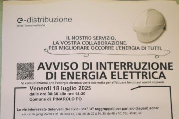 Interruzioni di energia elettrica in data 18 luglio 2025