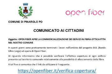 Open Fiber apre la commercializzazione dei servizi in fibra ottica ftth nel nostro comune